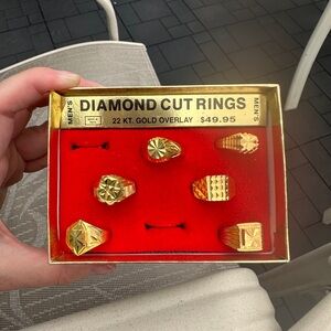 Men's Diamond Cut 22k Gold Overlay Box of Rings